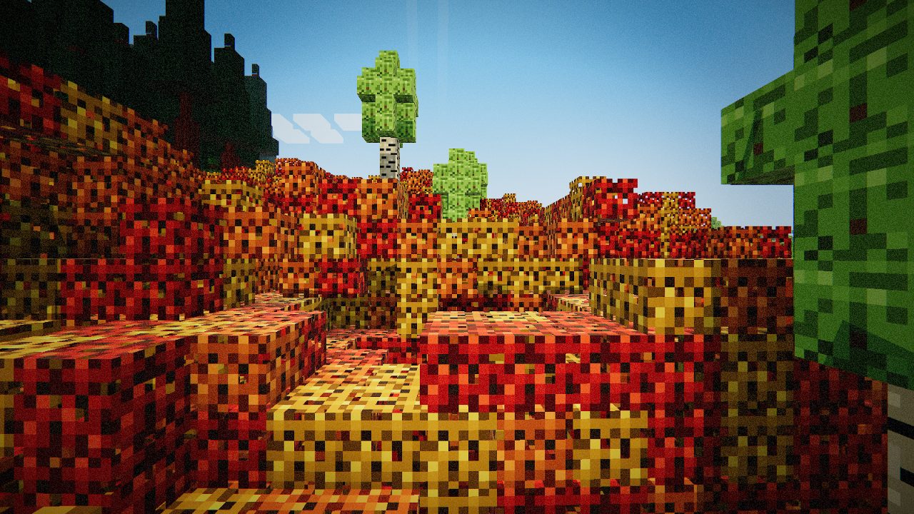 An autumn forest ablaze in red and gold
